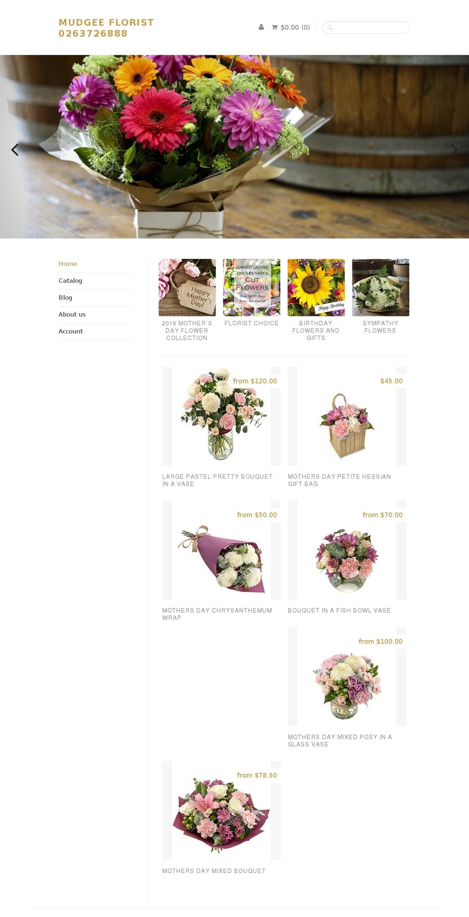 Sugar Shopify theme site example mudgeeflorist.com