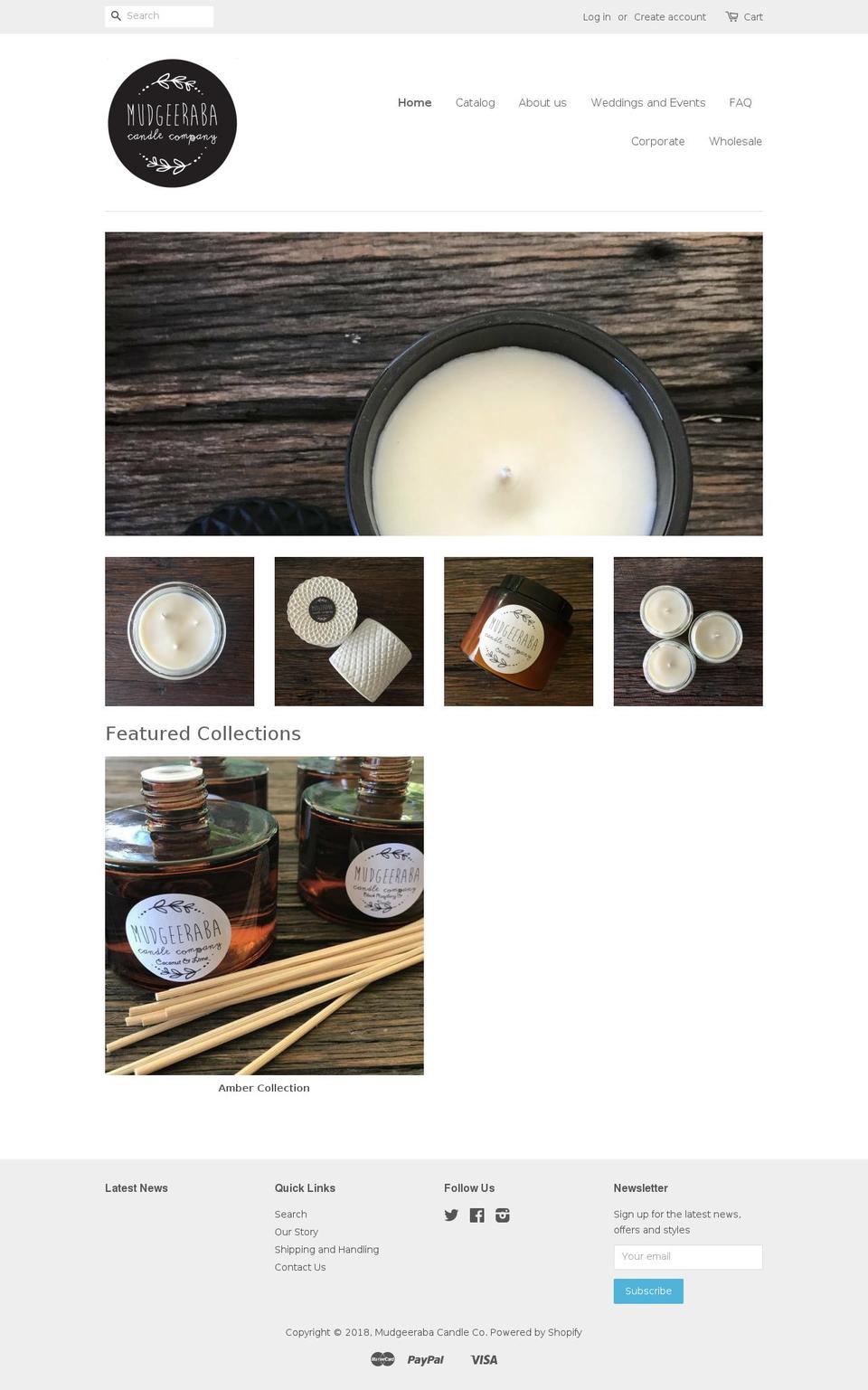 mudgeerabacandleco.com — Shopify storefront screenshot