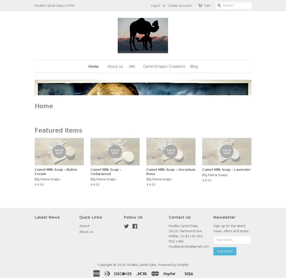 muditacamel.com shopify website screenshot