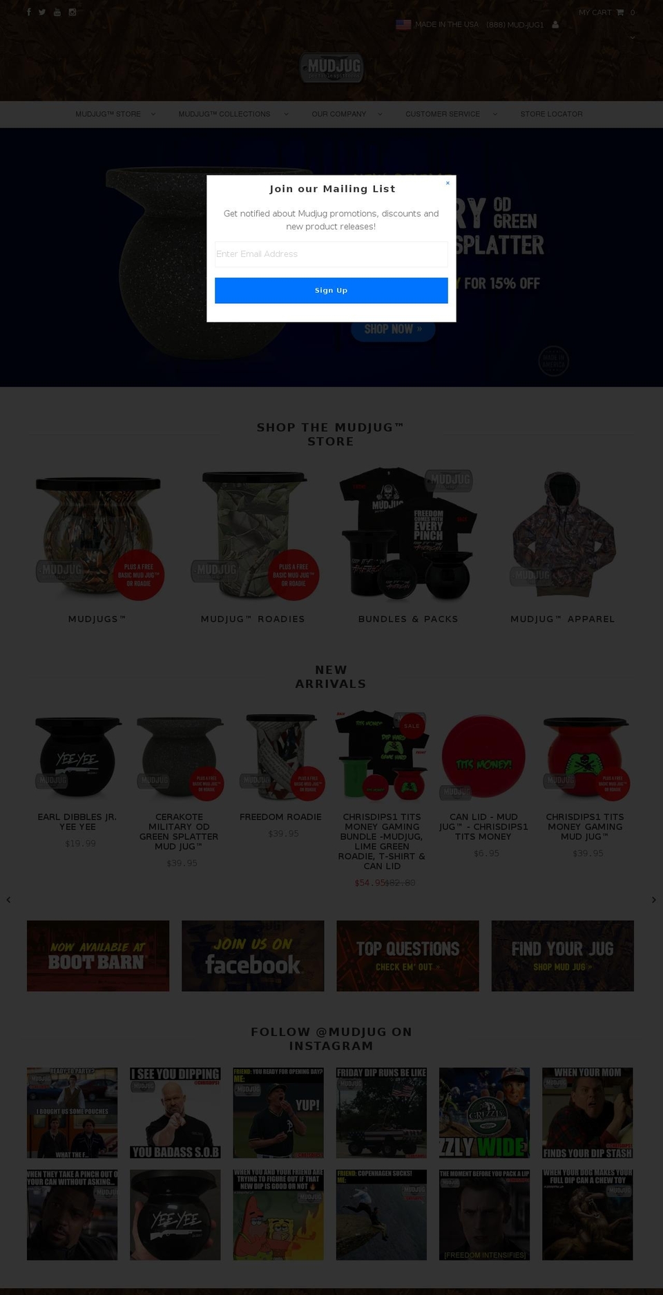 mudjug.com shopify website screenshot