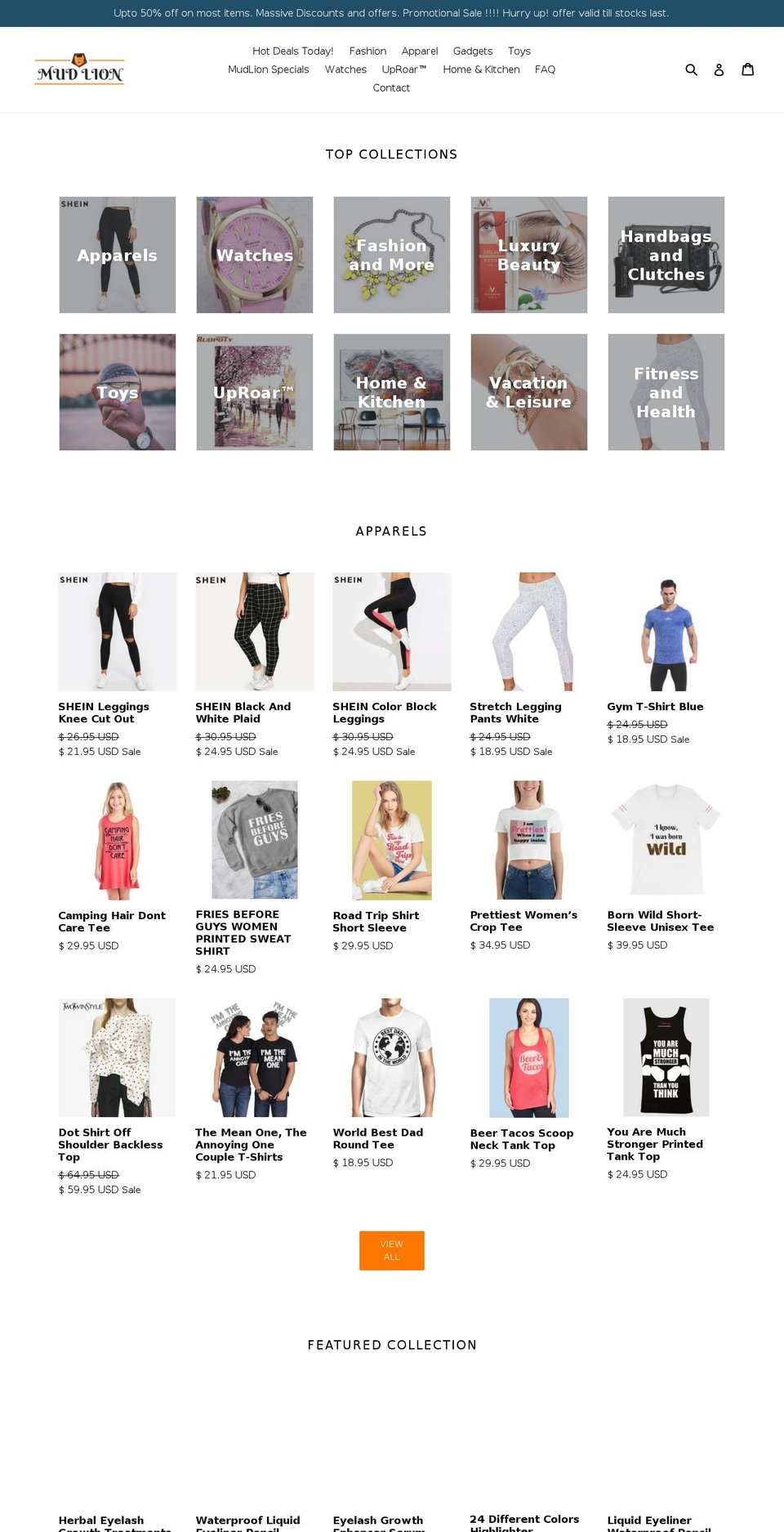 mudlion.com — Shopify storefront screenshot