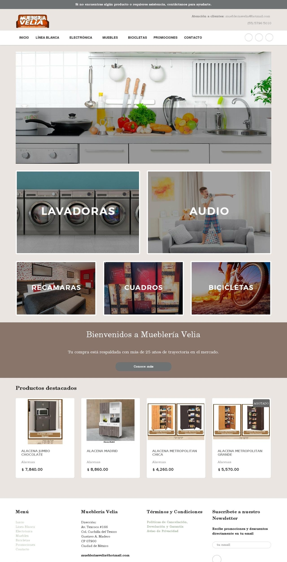 muebleriavelia.com shopify website screenshot