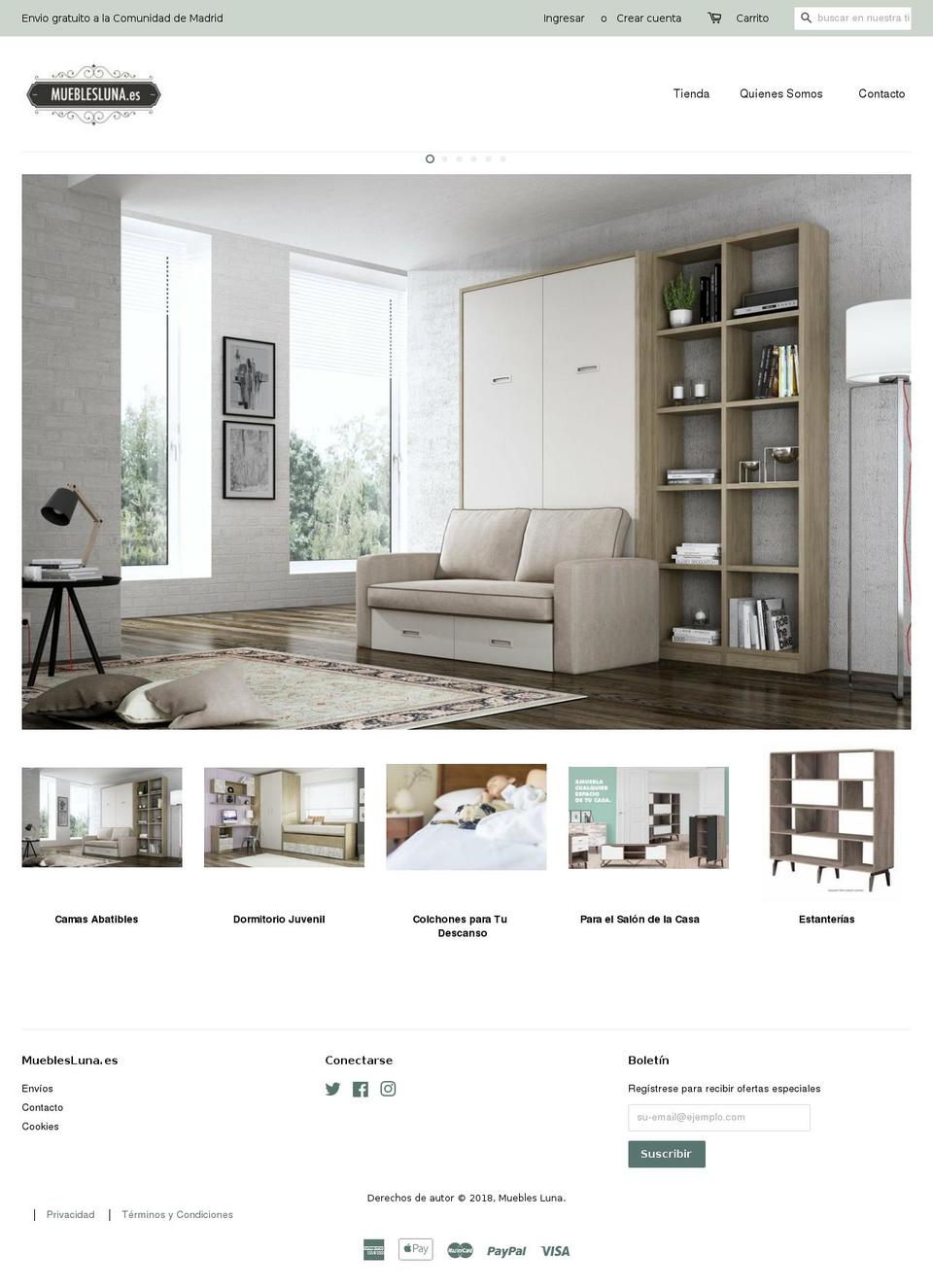 mueblesluna.es shopify website screenshot