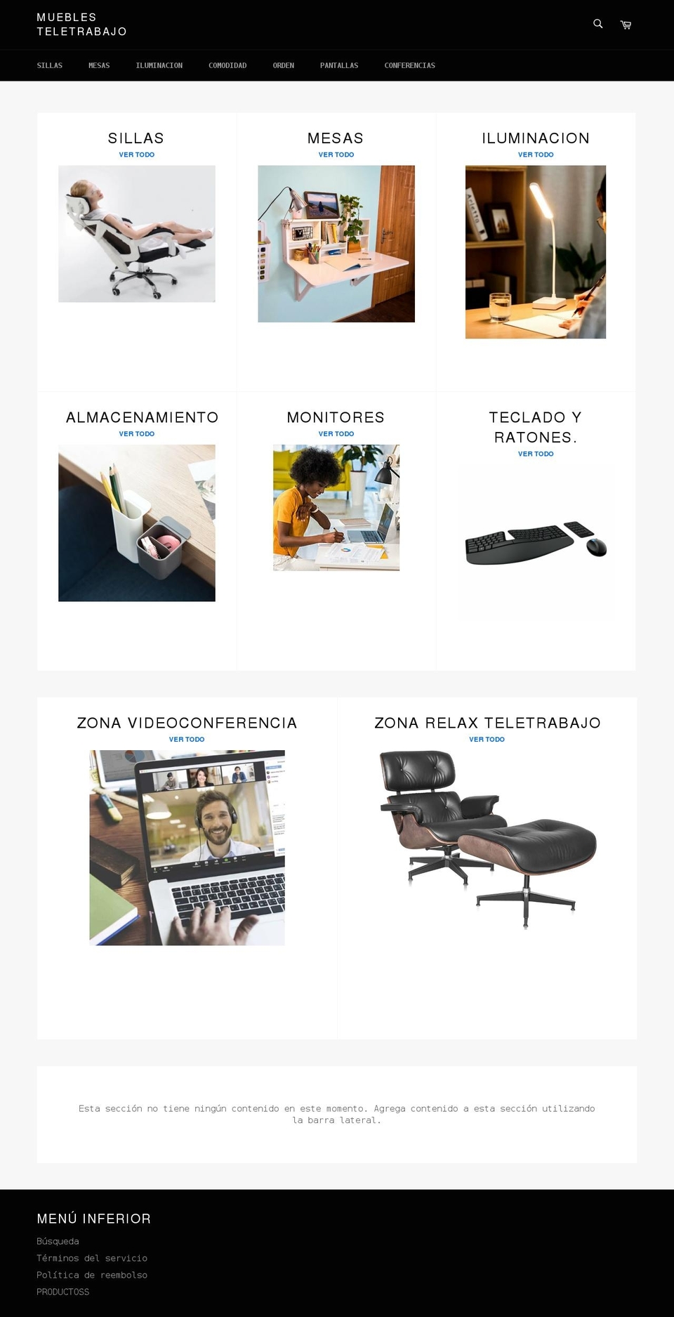 mueblesteletrabajo.com shopify website screenshot