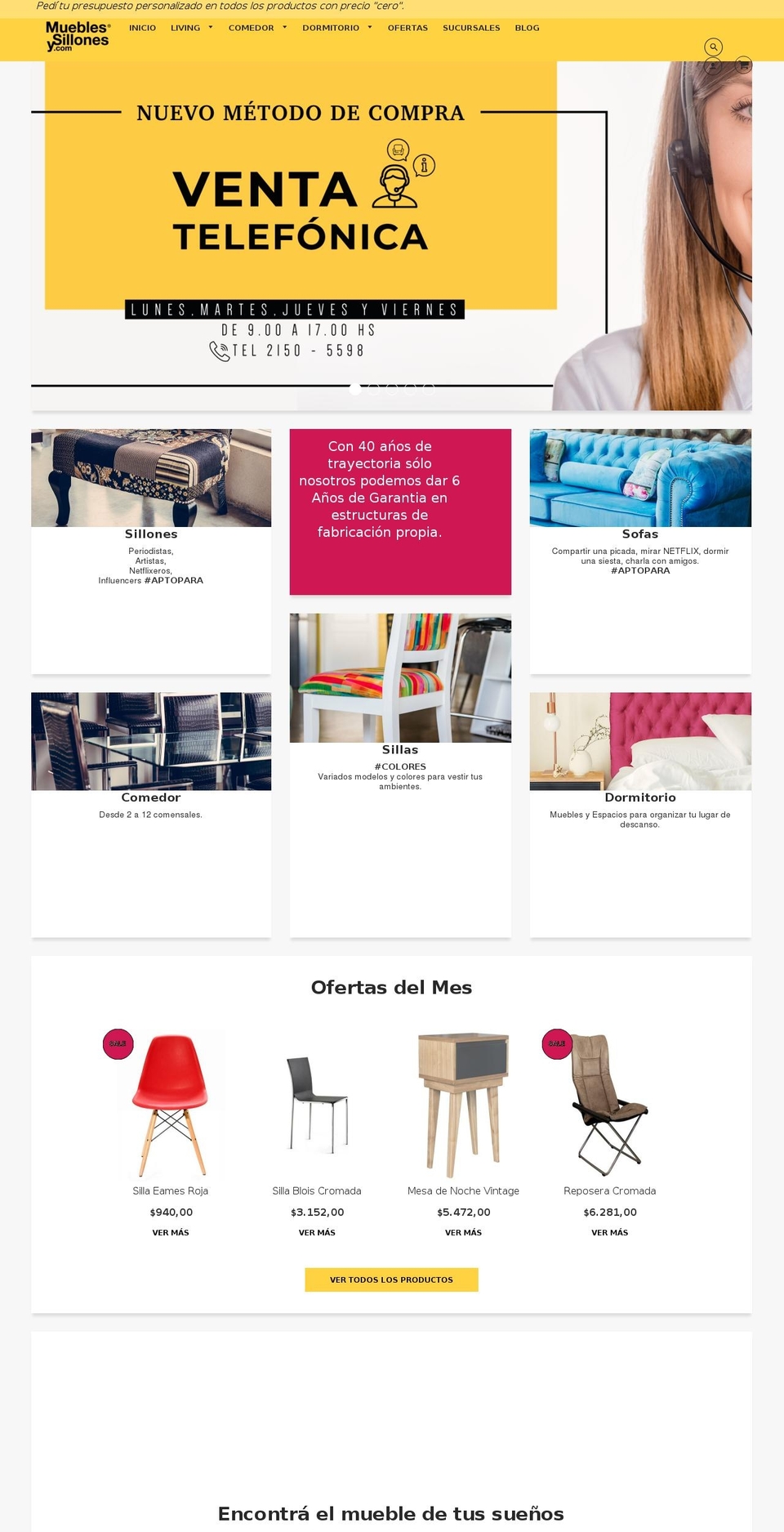 mueblesysillones.com shopify website screenshot