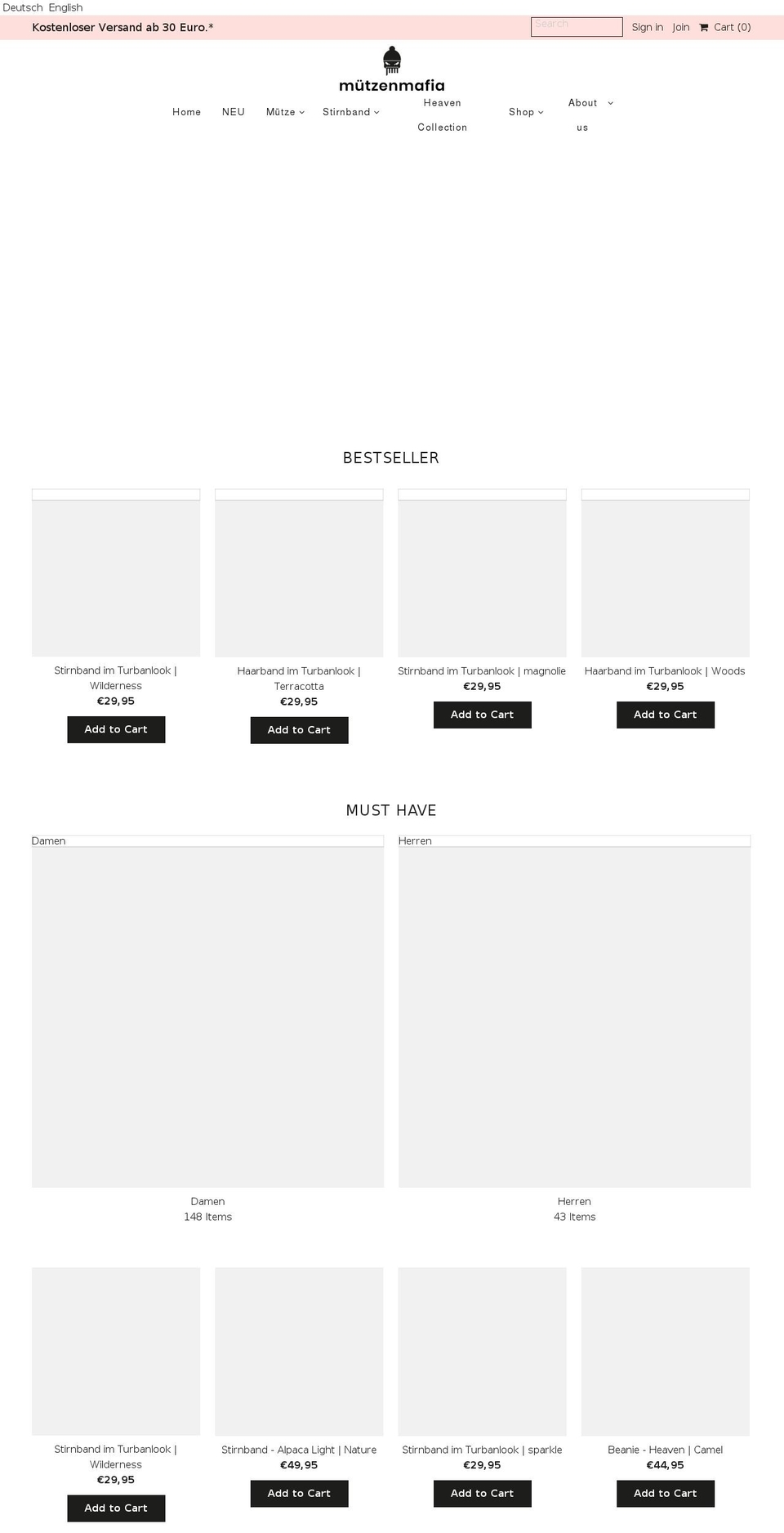 muetzenmafia.com — Shopify storefront screenshot