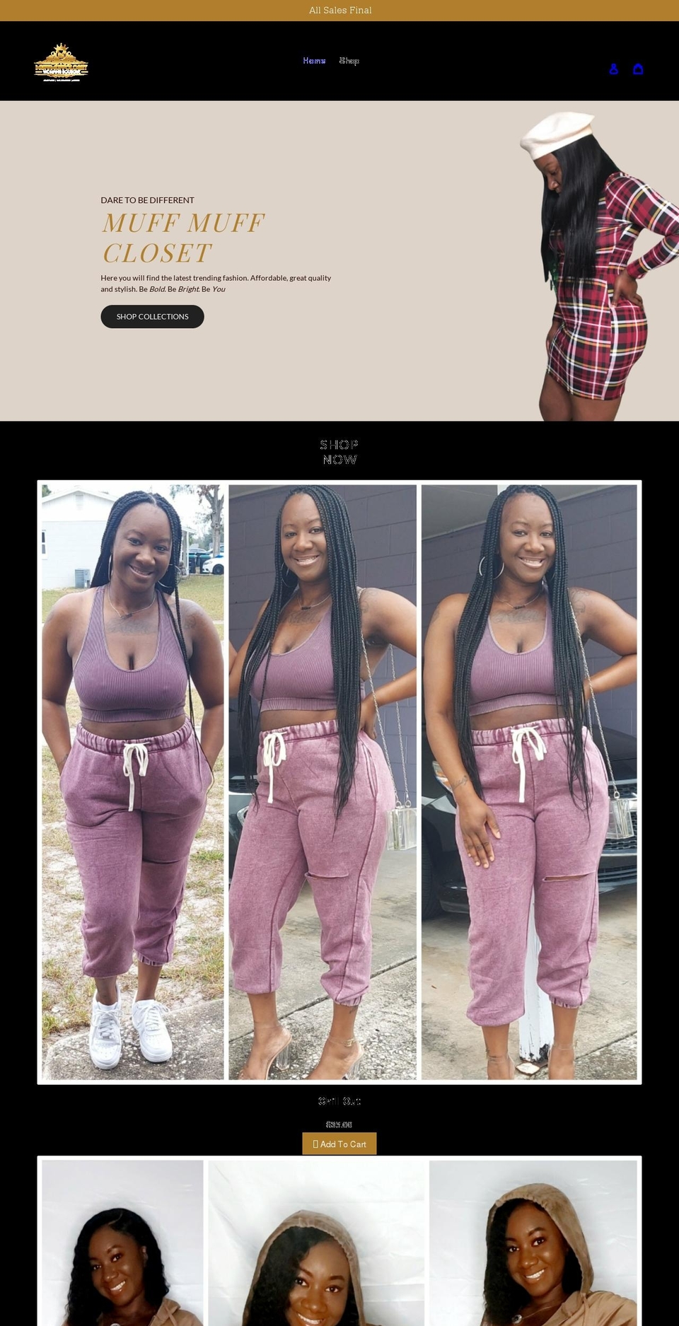 muffmuffcloset.com shopify website screenshot