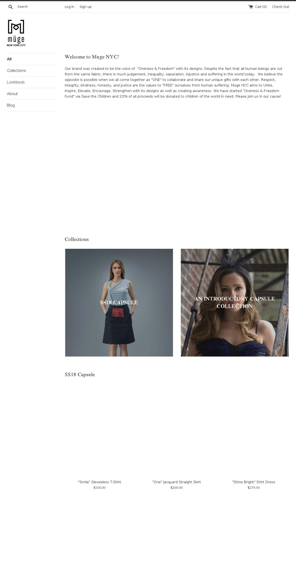 mugenyc.com — Shopify storefront screenshot