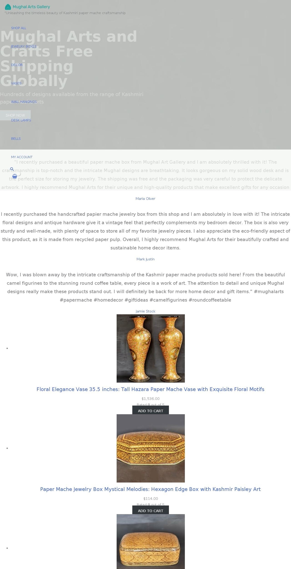 mughalarts.com shopify website screenshot