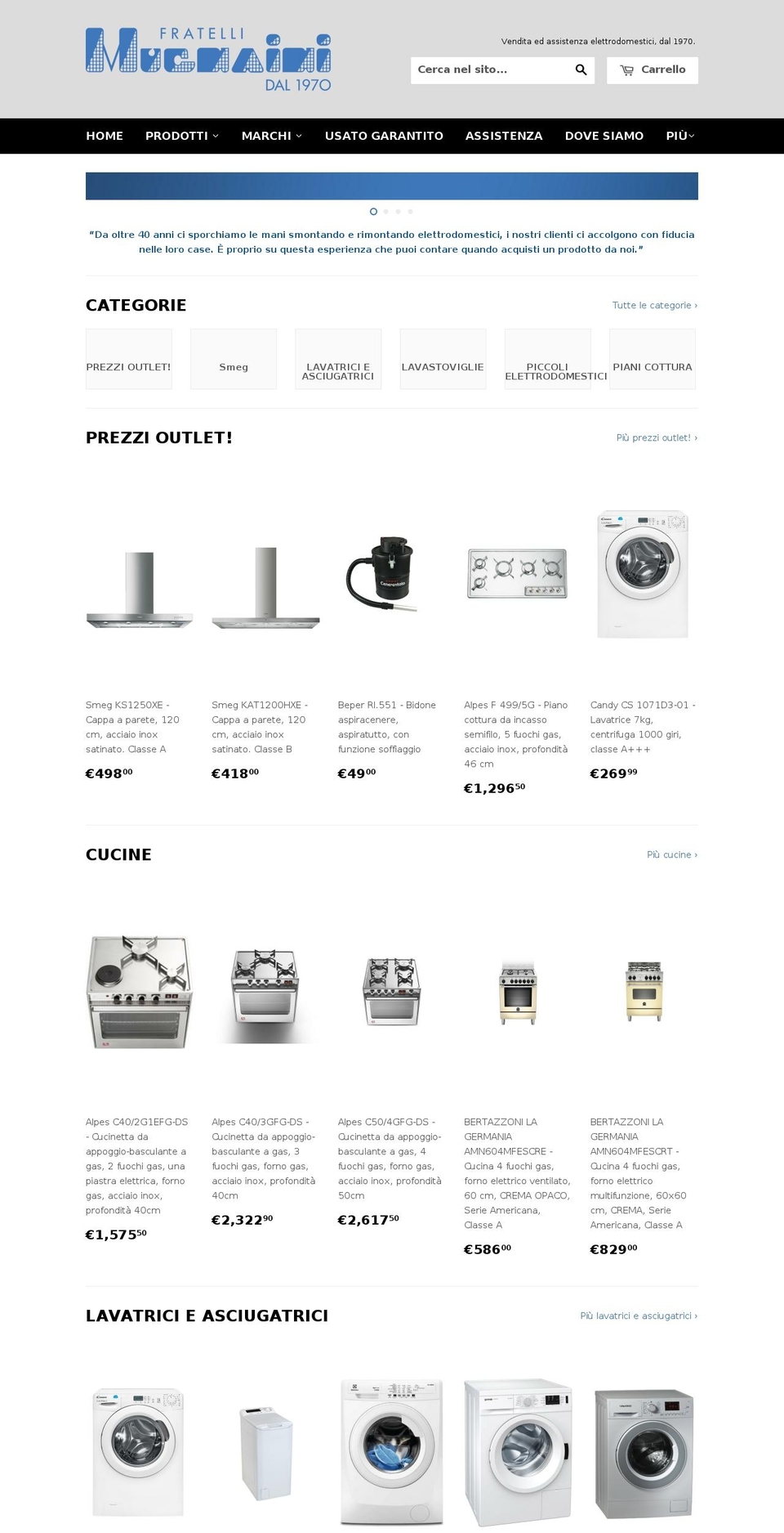 mugnainielettrodomestici.com — Shopify storefront screenshot