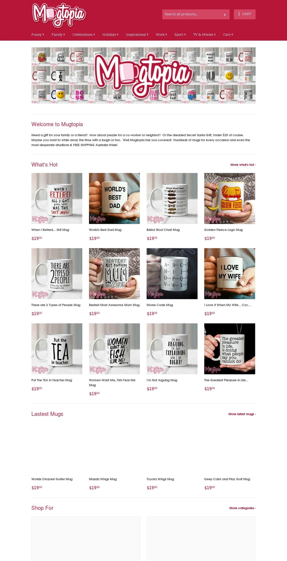 mugtopia.com.au shopify website screenshot