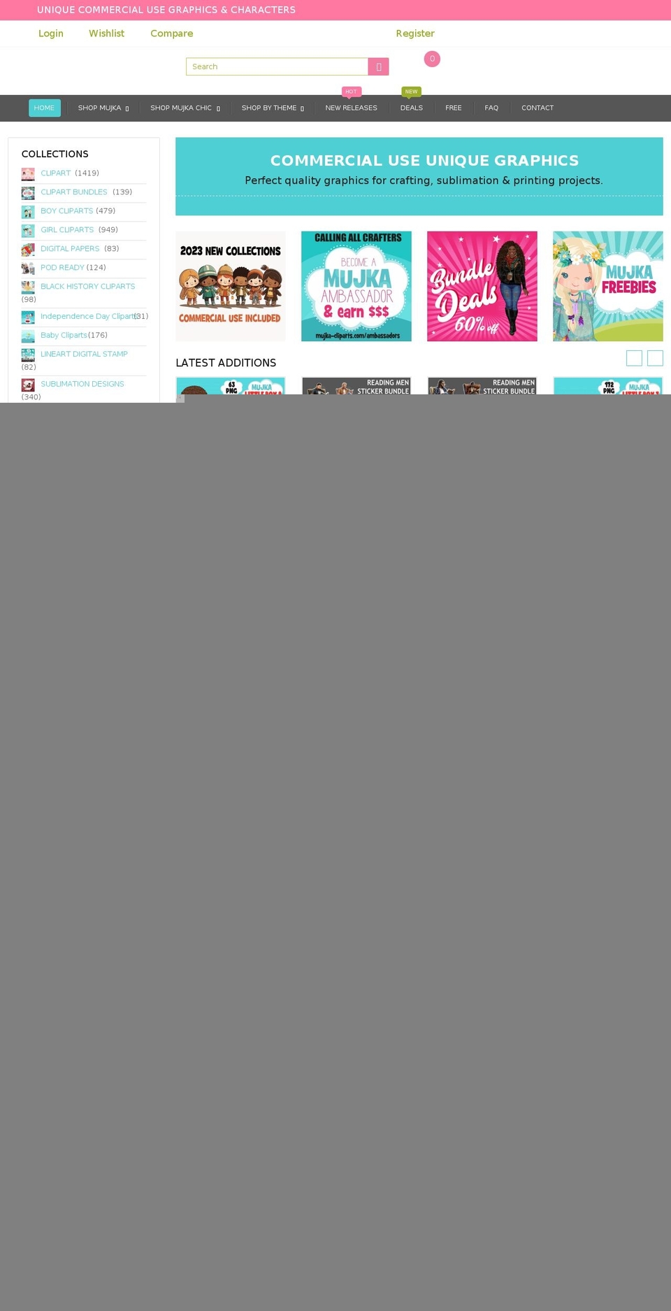 mujka-cliparts.com shopify website screenshot