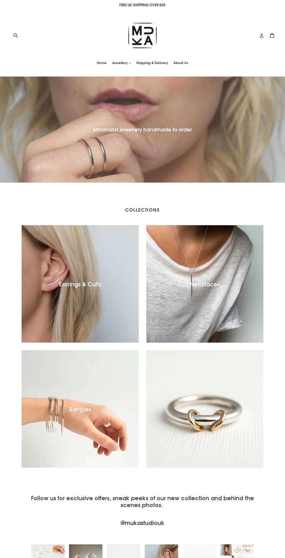 mukajewellery.com shopify website screenshot