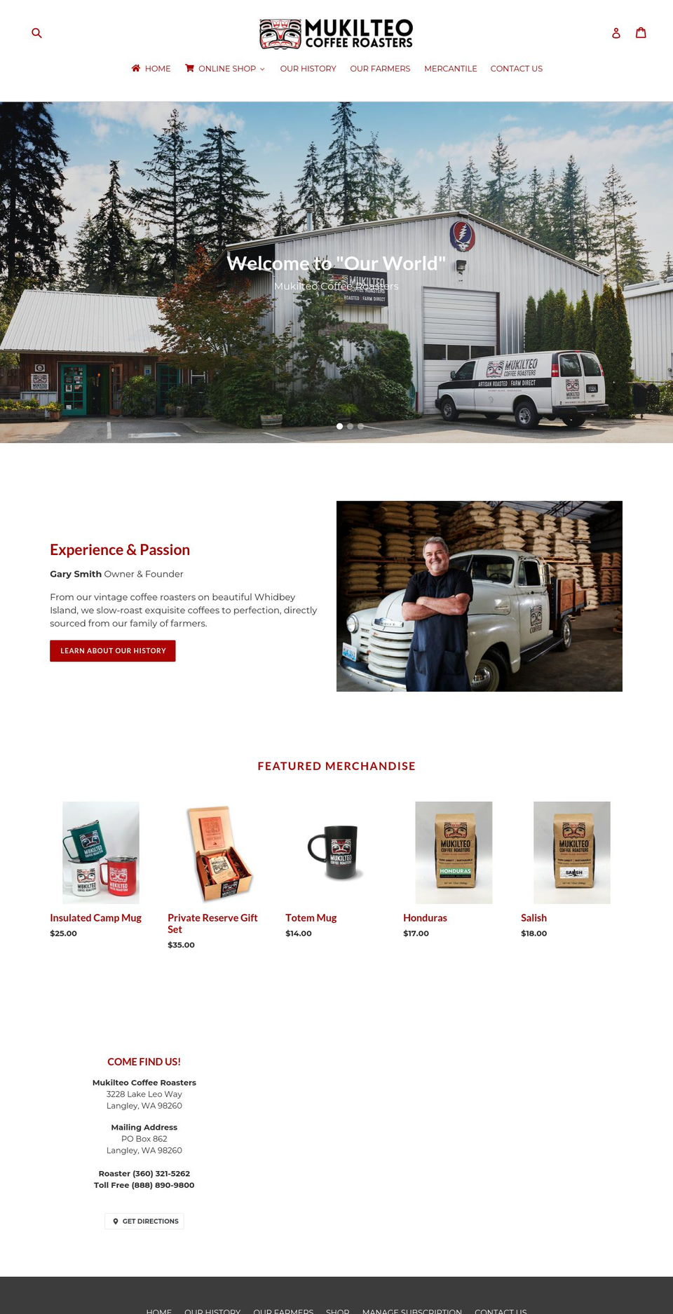 mukilteocoffee.com shopify website screenshot