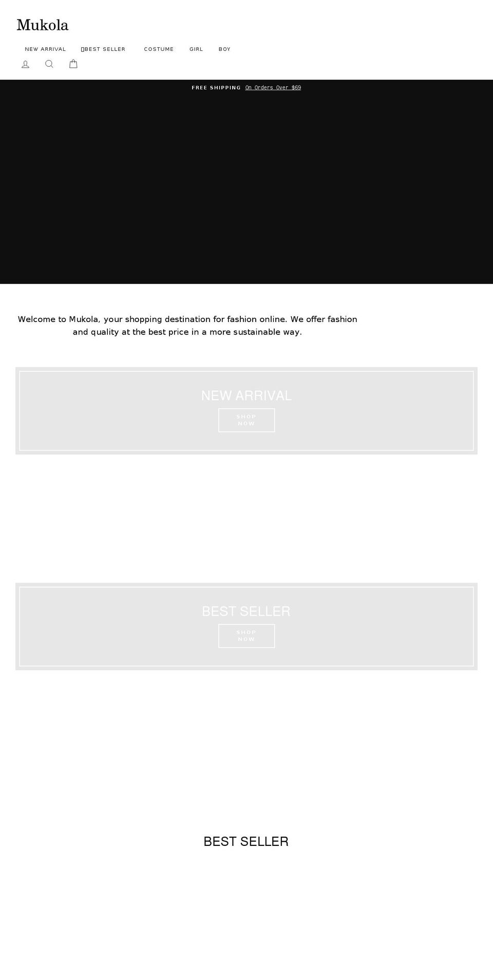 mukola.store shopify website screenshot