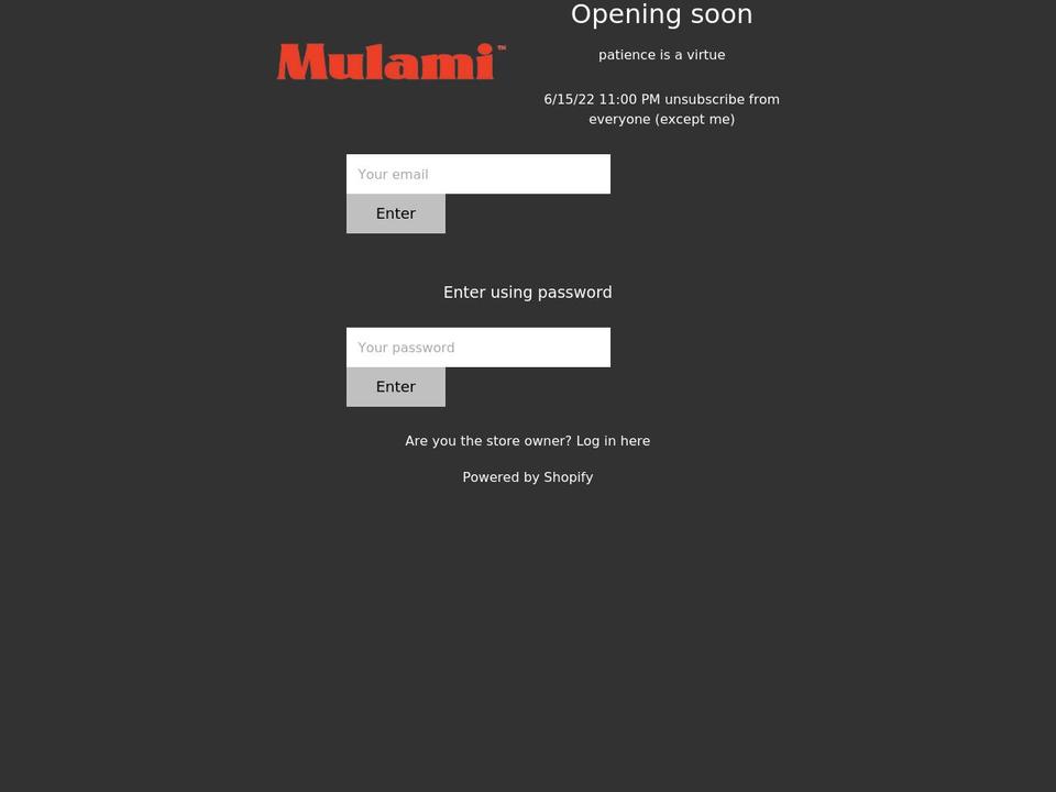 mulami.com shopify website screenshot