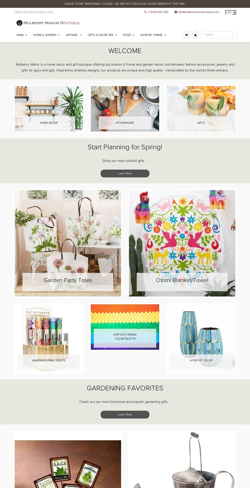 mulberrymanorstore.com — Shopify storefront screenshot