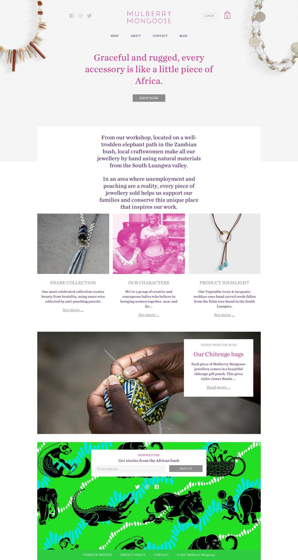 mulberrymongoose.com shopify website screenshot