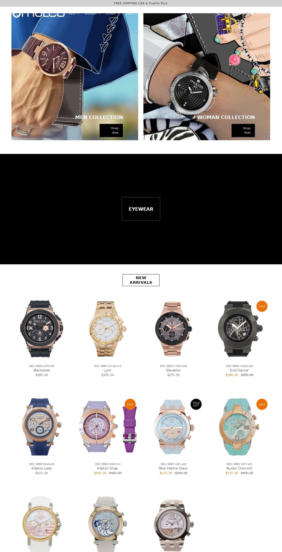 mulcoeyewear.com — Shopify storefront screenshot