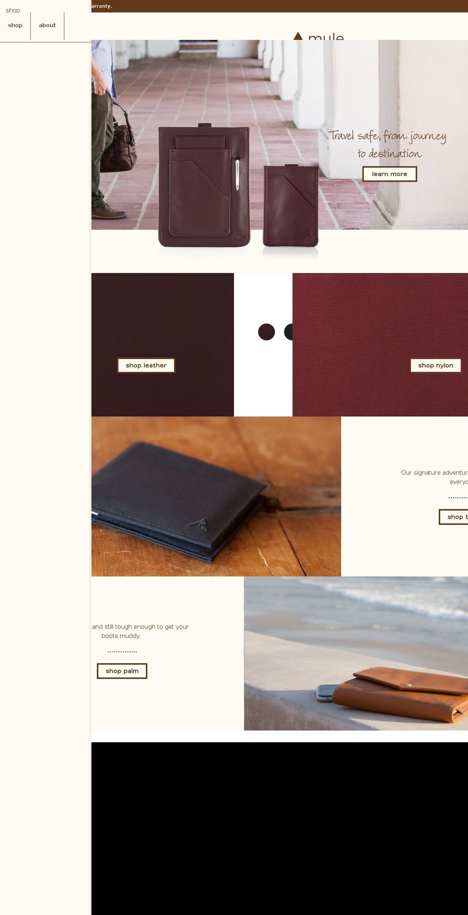 Mule Shopify theme site example mulecarry.com