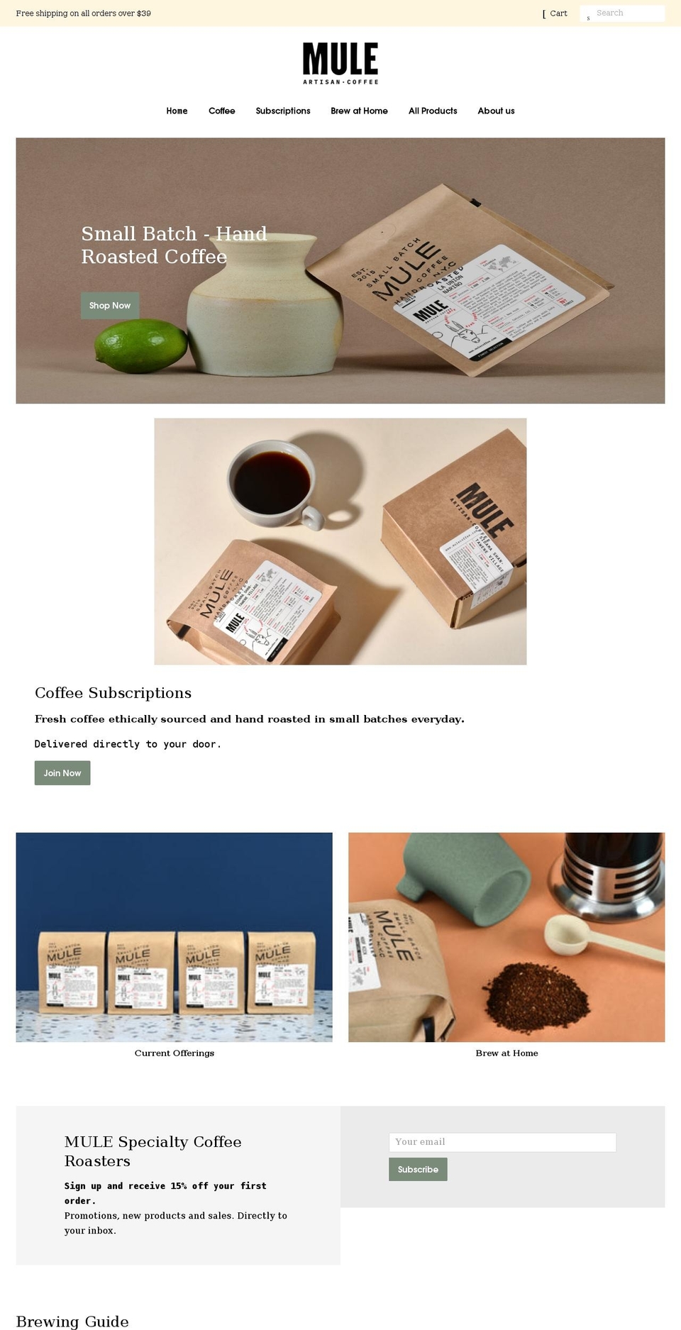 mulecoffee.com shopify website screenshot