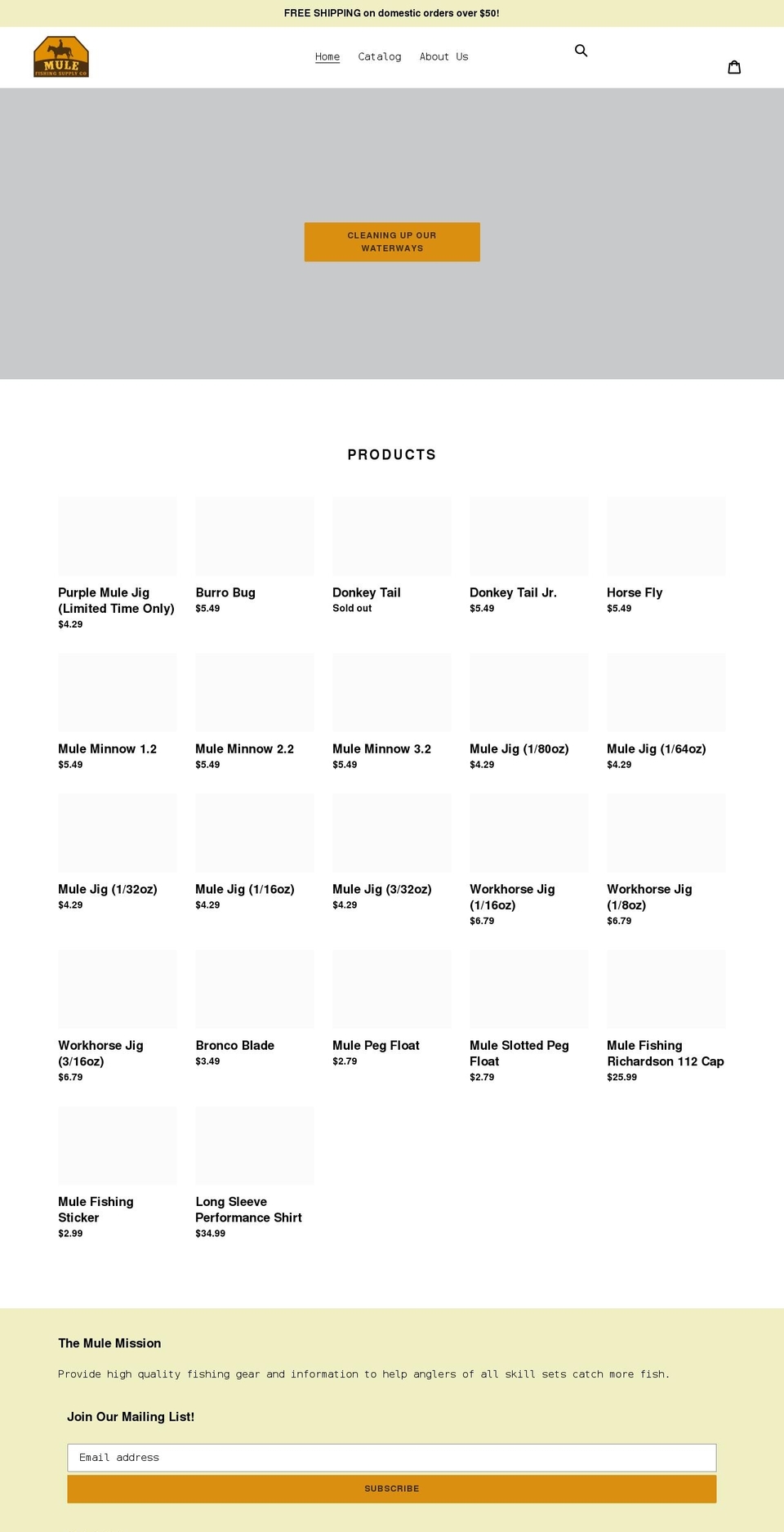 mulefishing.com shopify website screenshot