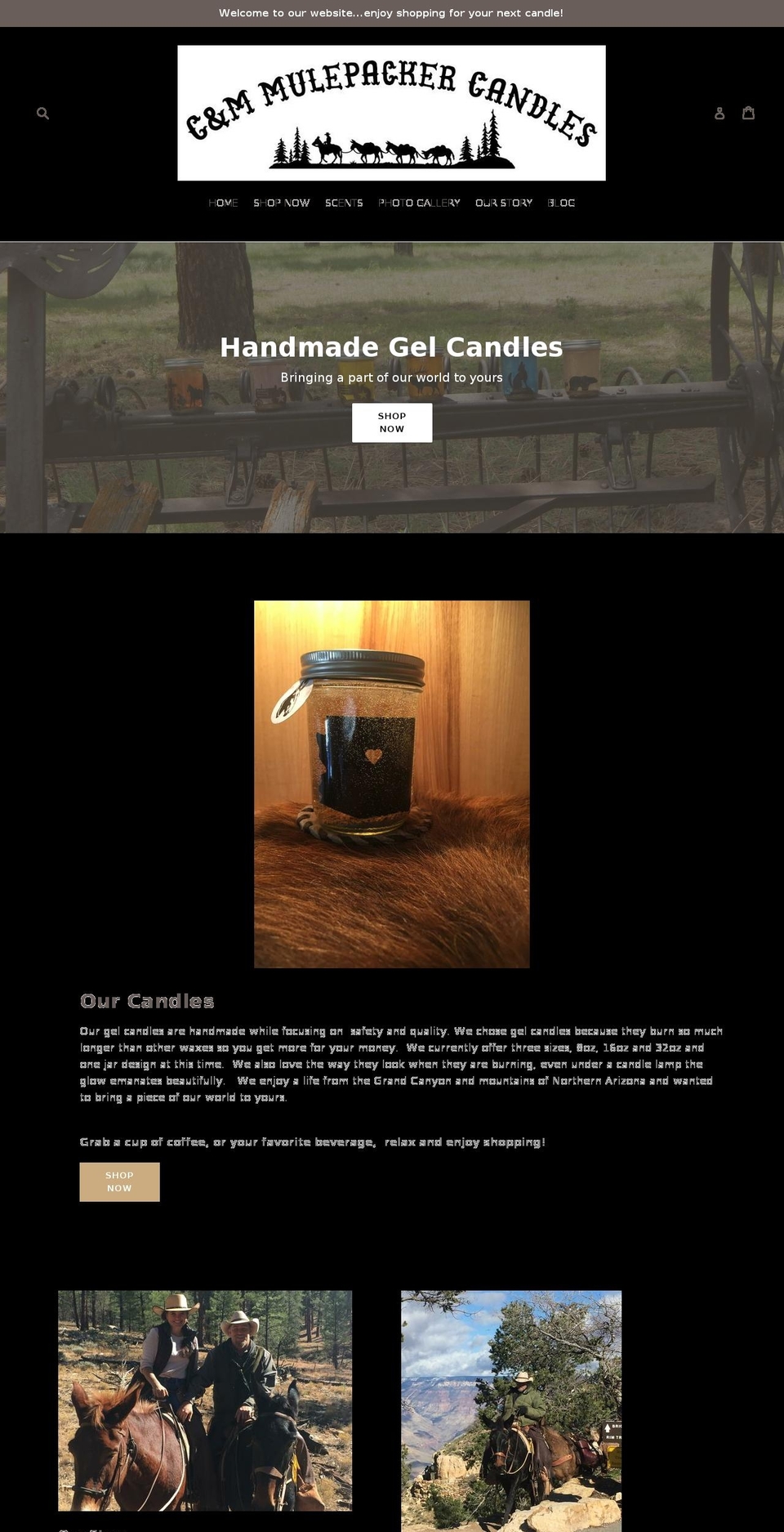 mulepackercandles.com shopify website screenshot
