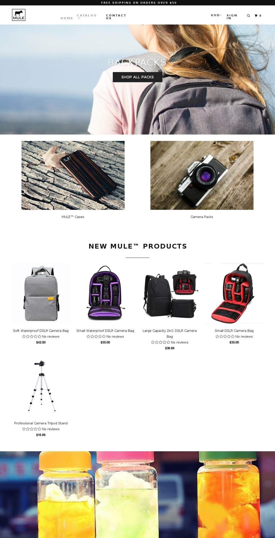 mulepacks.com shopify website screenshot