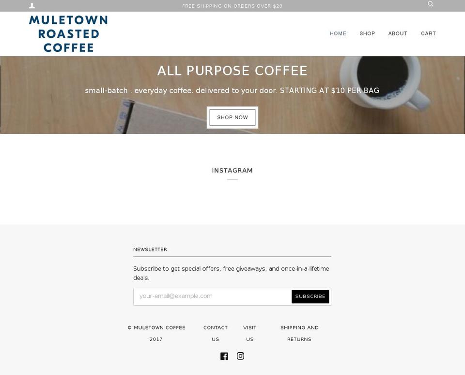 muletowncoffee.com shopify website screenshot