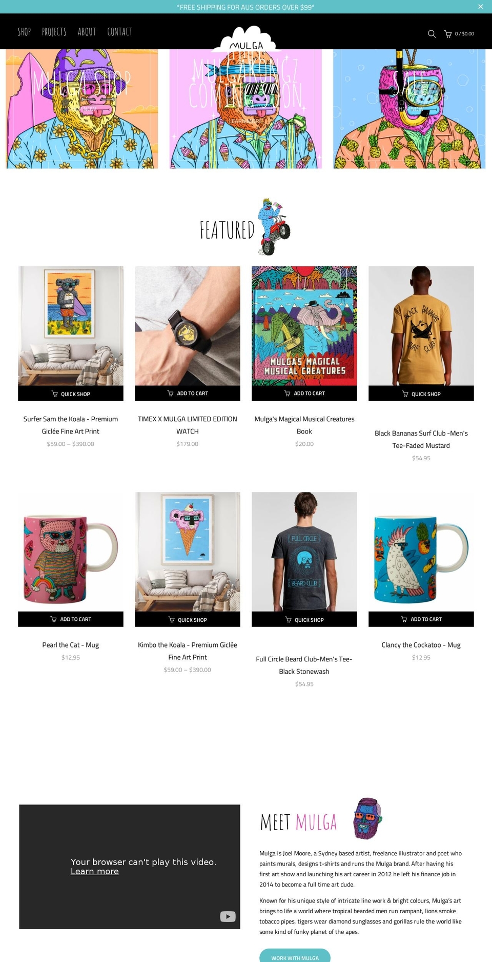 mulgatheartist.com.au shopify website screenshot