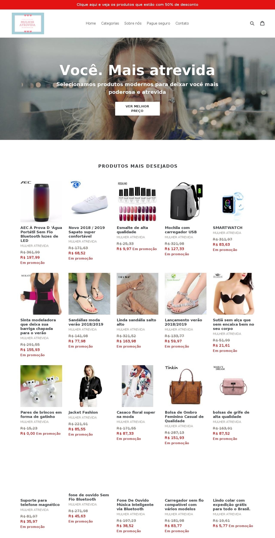 mulheratrevida.com — Shopify storefront screenshot