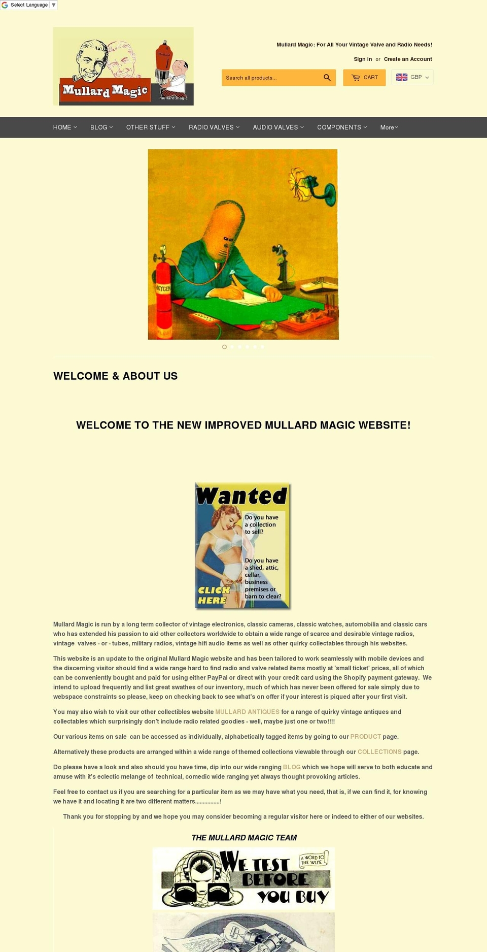 mullardmagic.com — Shopify storefront screenshot