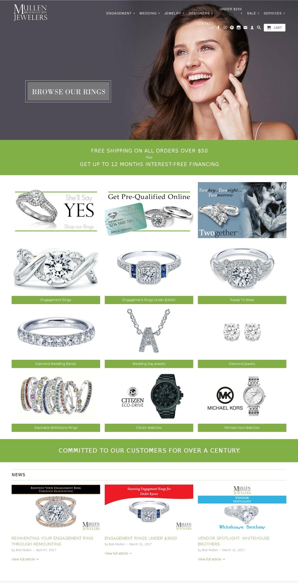 mullenbrothersjewelers.com shopify website screenshot