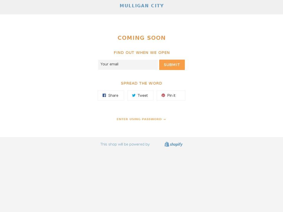 mulligancity.com — Shopify storefront screenshot