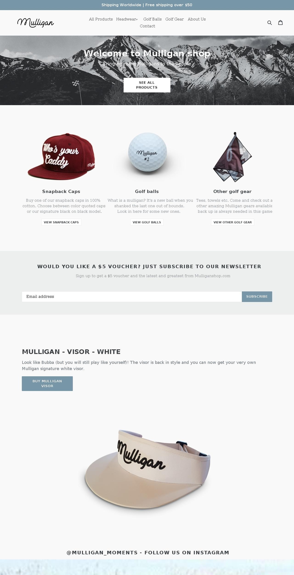 mulliganshop.com shopify website screenshot