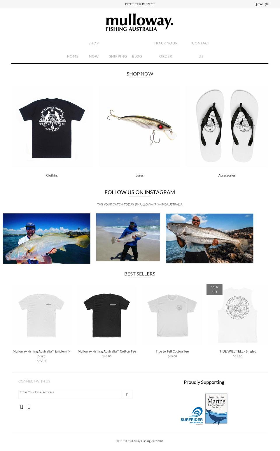 mullowayfishingaustralia.com.au shopify website screenshot