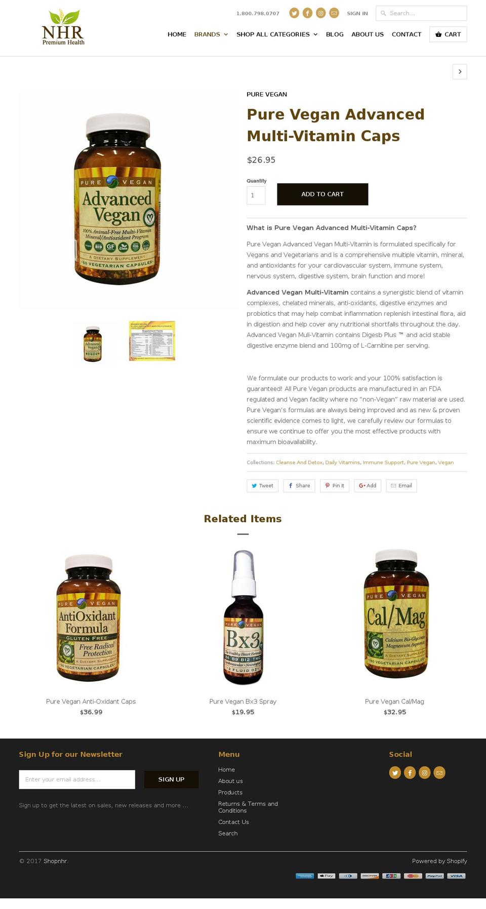 multivitaminvegan.com shopify website screenshot