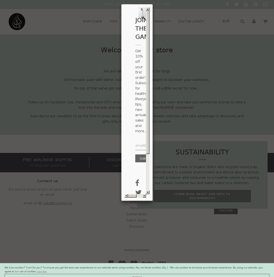 mumine.co shopify website screenshot