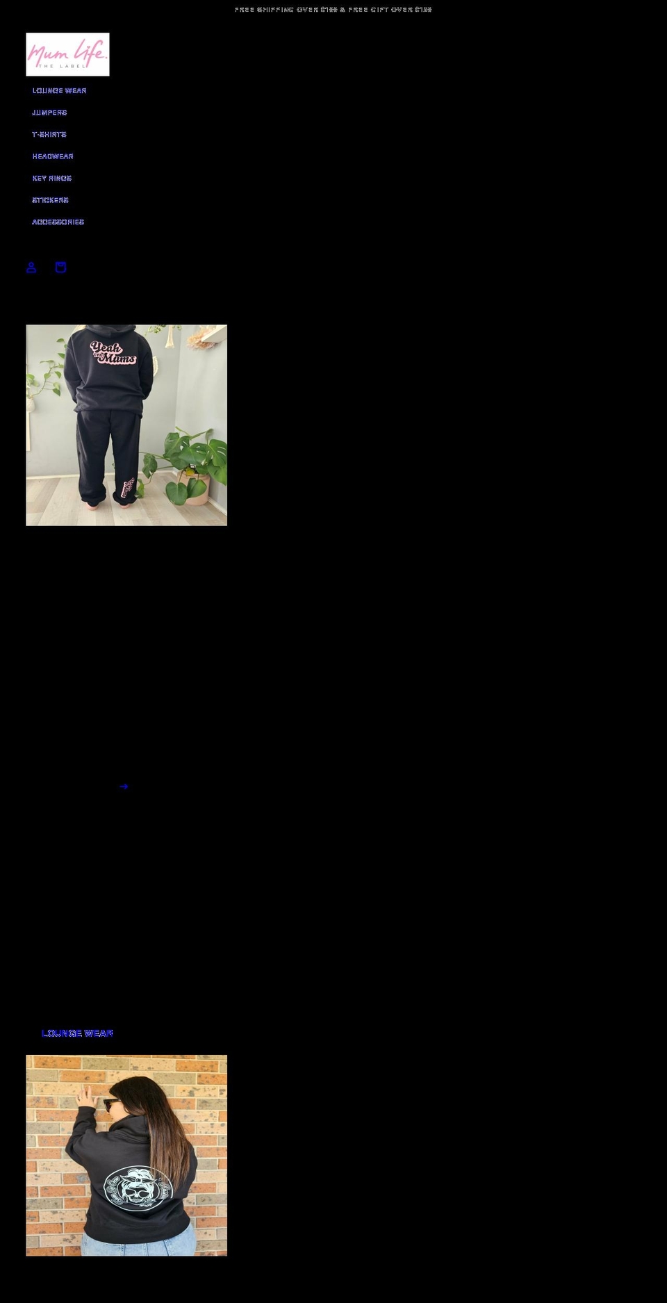 mumlifethelabel.com — Shopify storefront screenshot