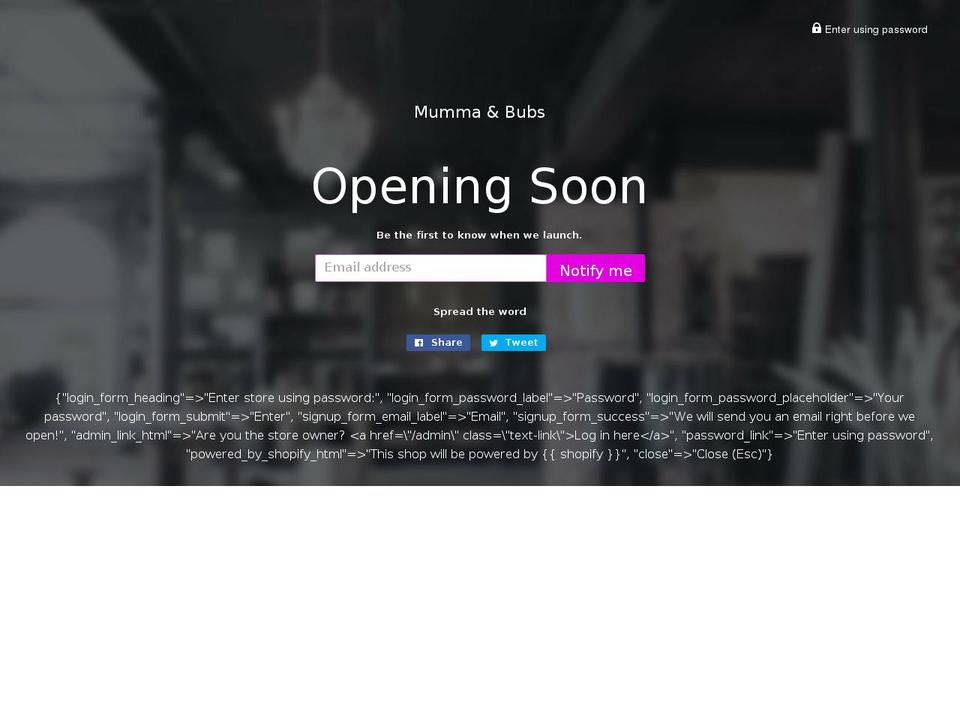 mummabubs.com — Shopify storefront screenshot