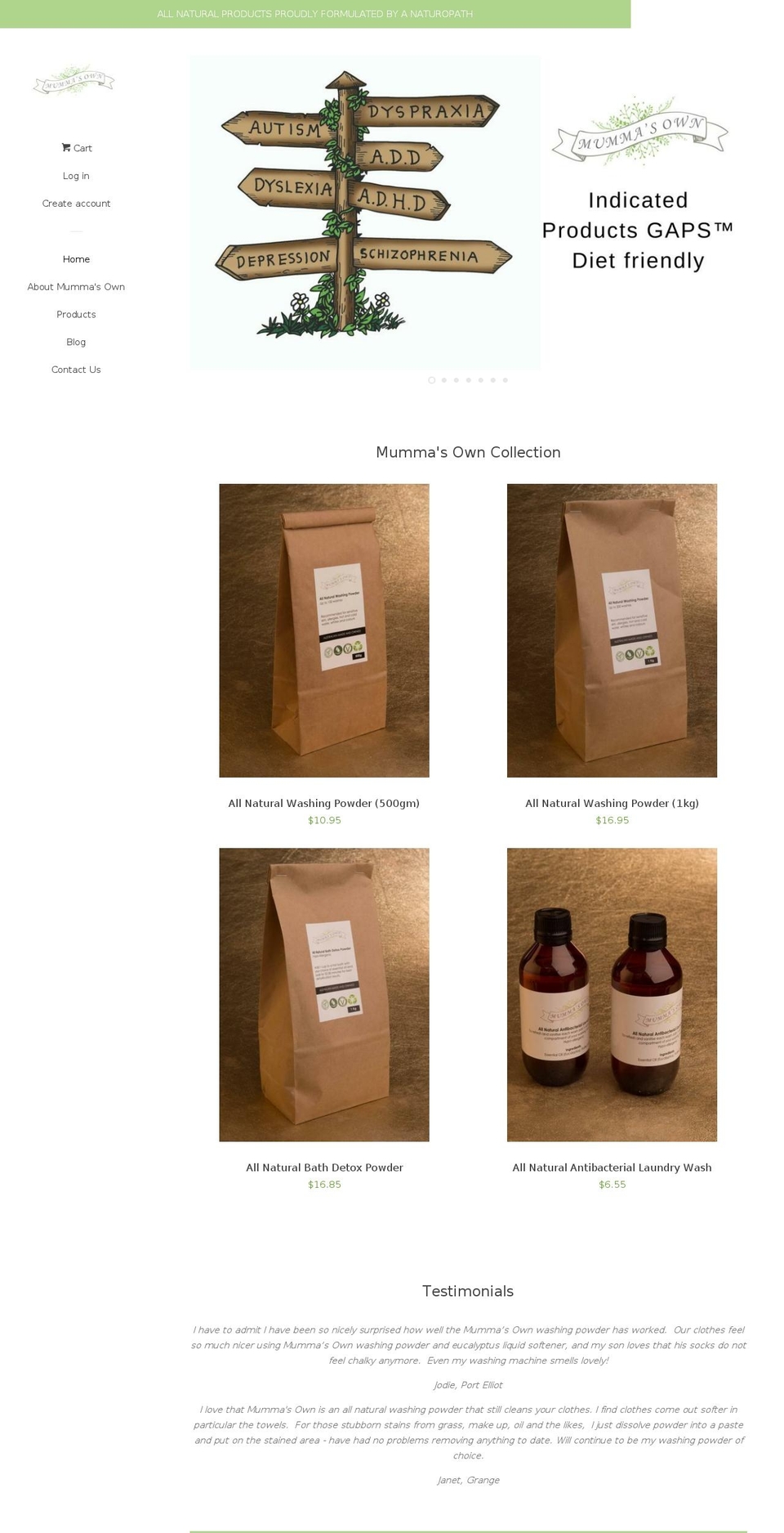 mummasown.com — Shopify storefront screenshot