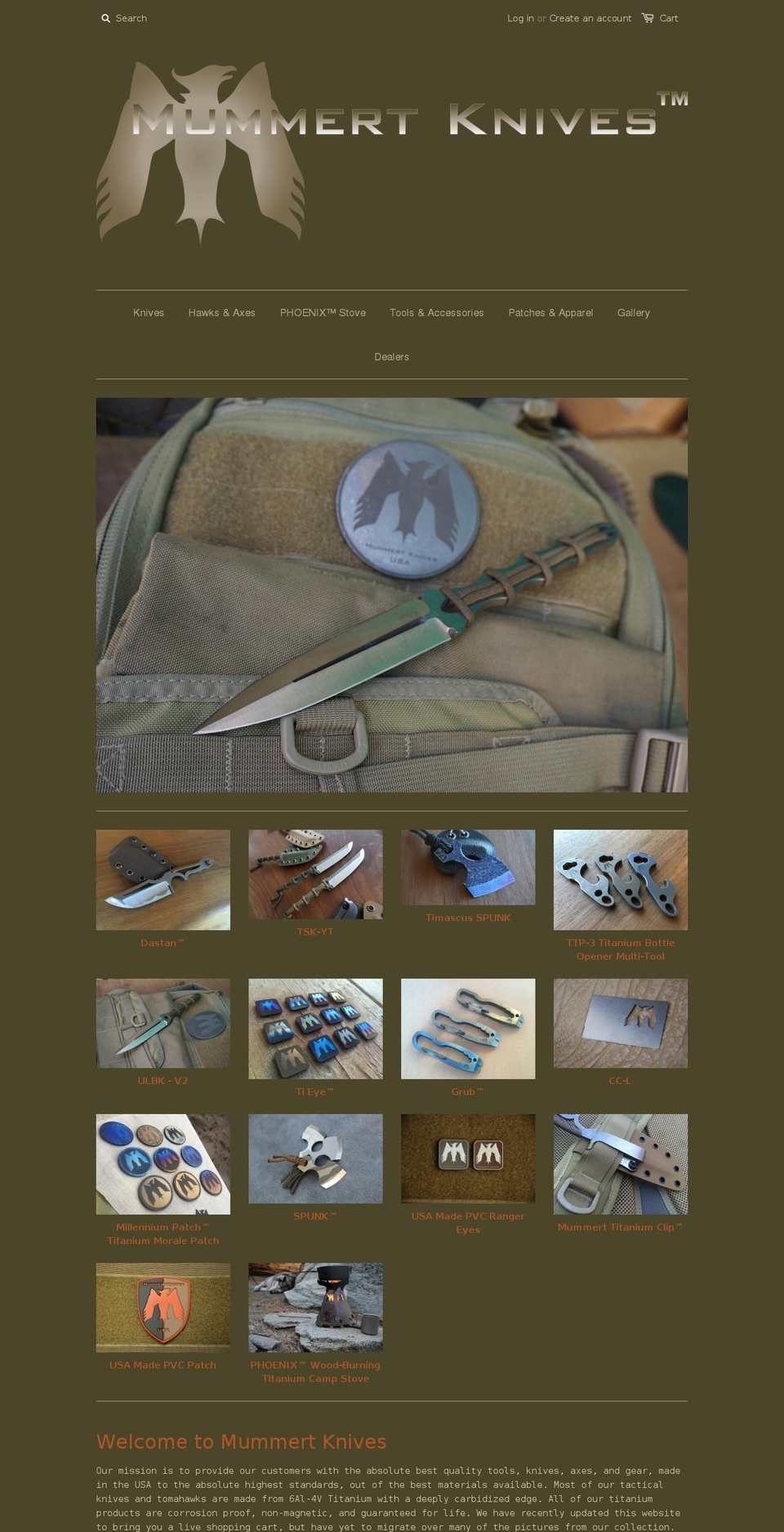 mummertknives.com shopify website screenshot