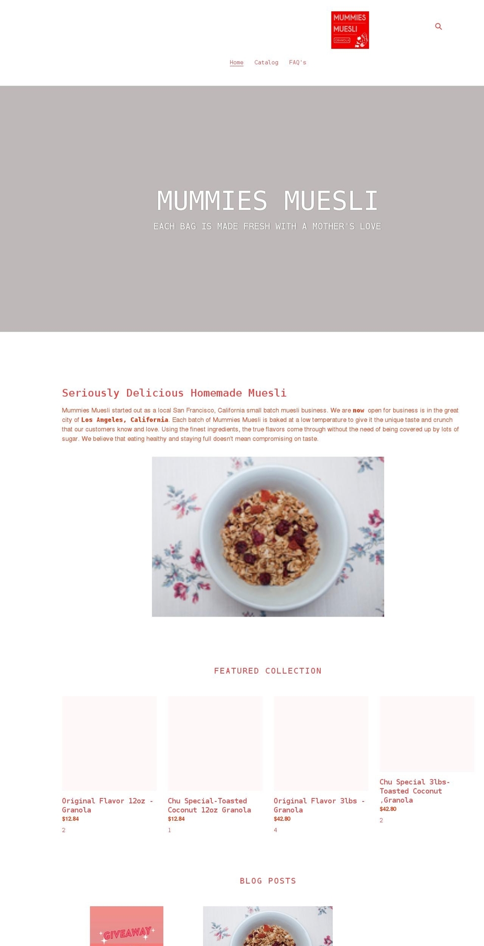 mummiesmuesli.com shopify website screenshot