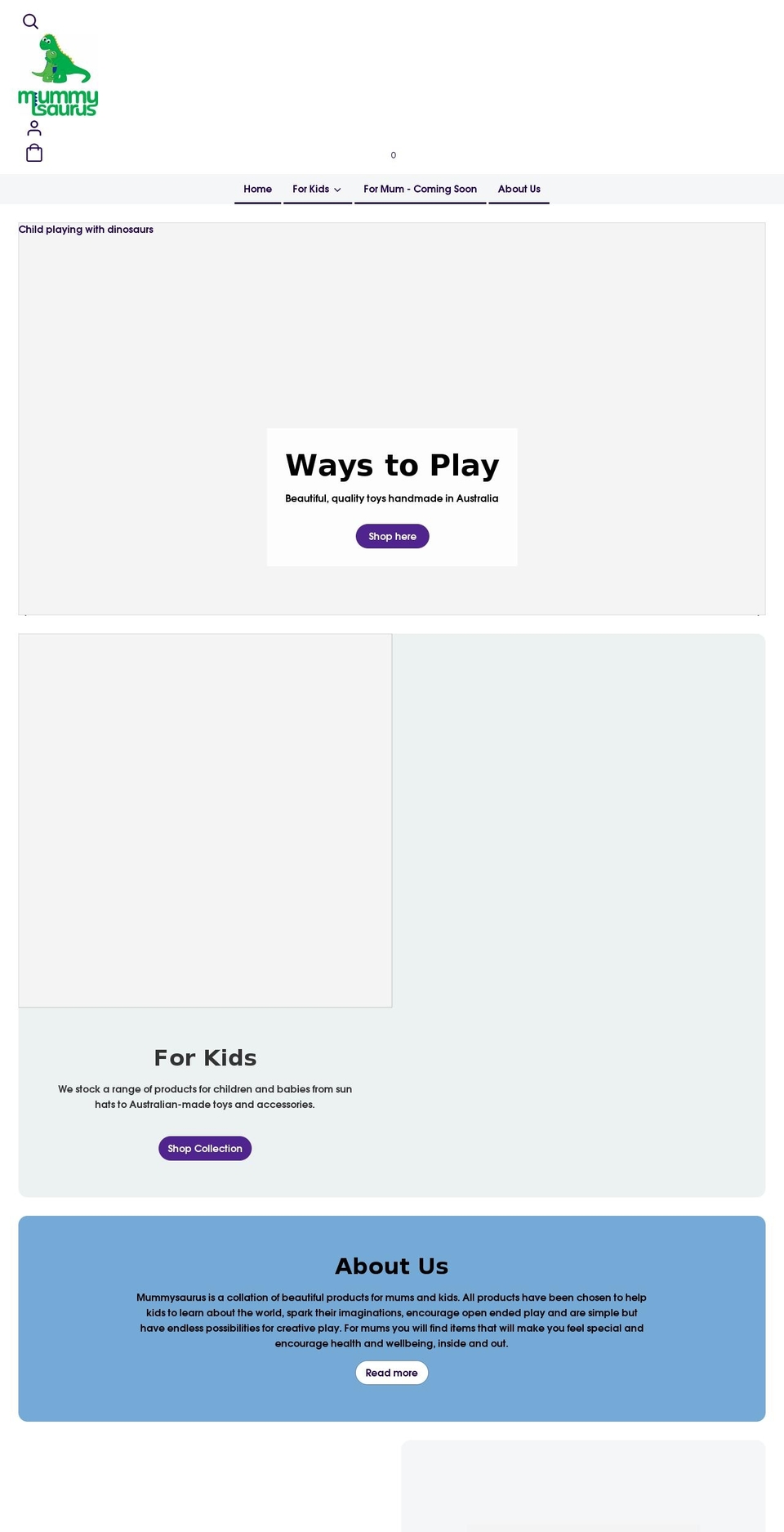 mummysaurus.com shopify website screenshot