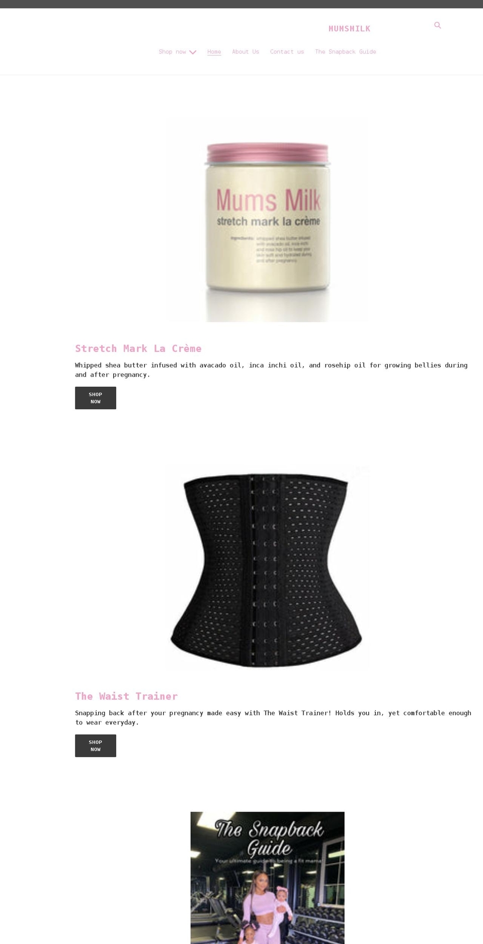 mums-milk.com shopify website screenshot