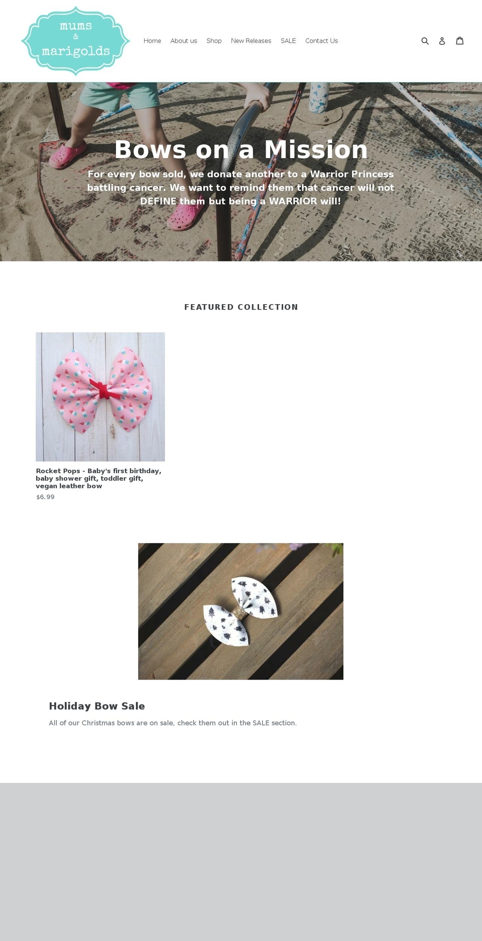 mumsandmarigolds.com — Shopify storefront screenshot