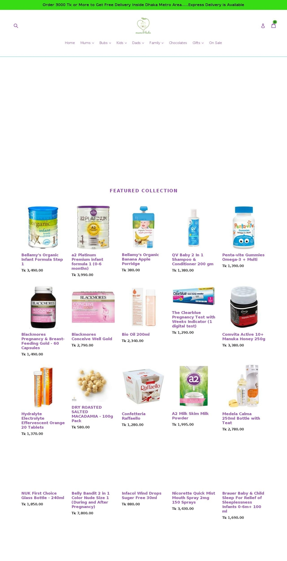 mumsnbubs.com — Shopify storefront screenshot