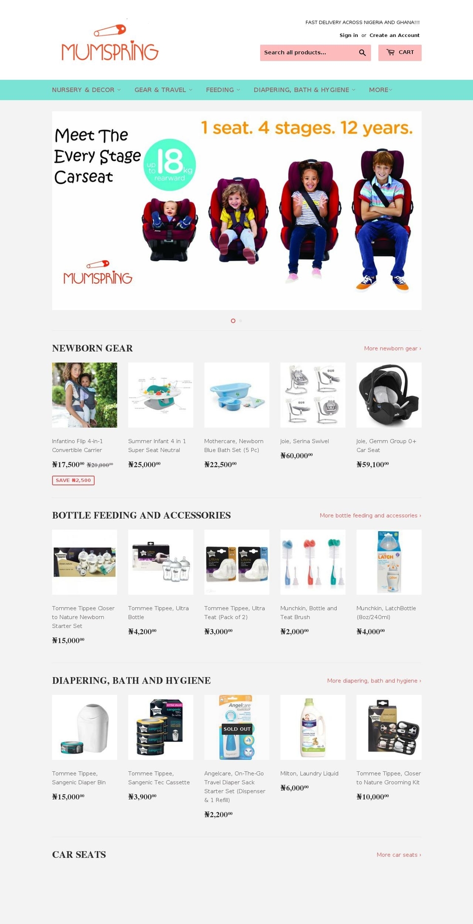 mumspring.com — Shopify storefront screenshot