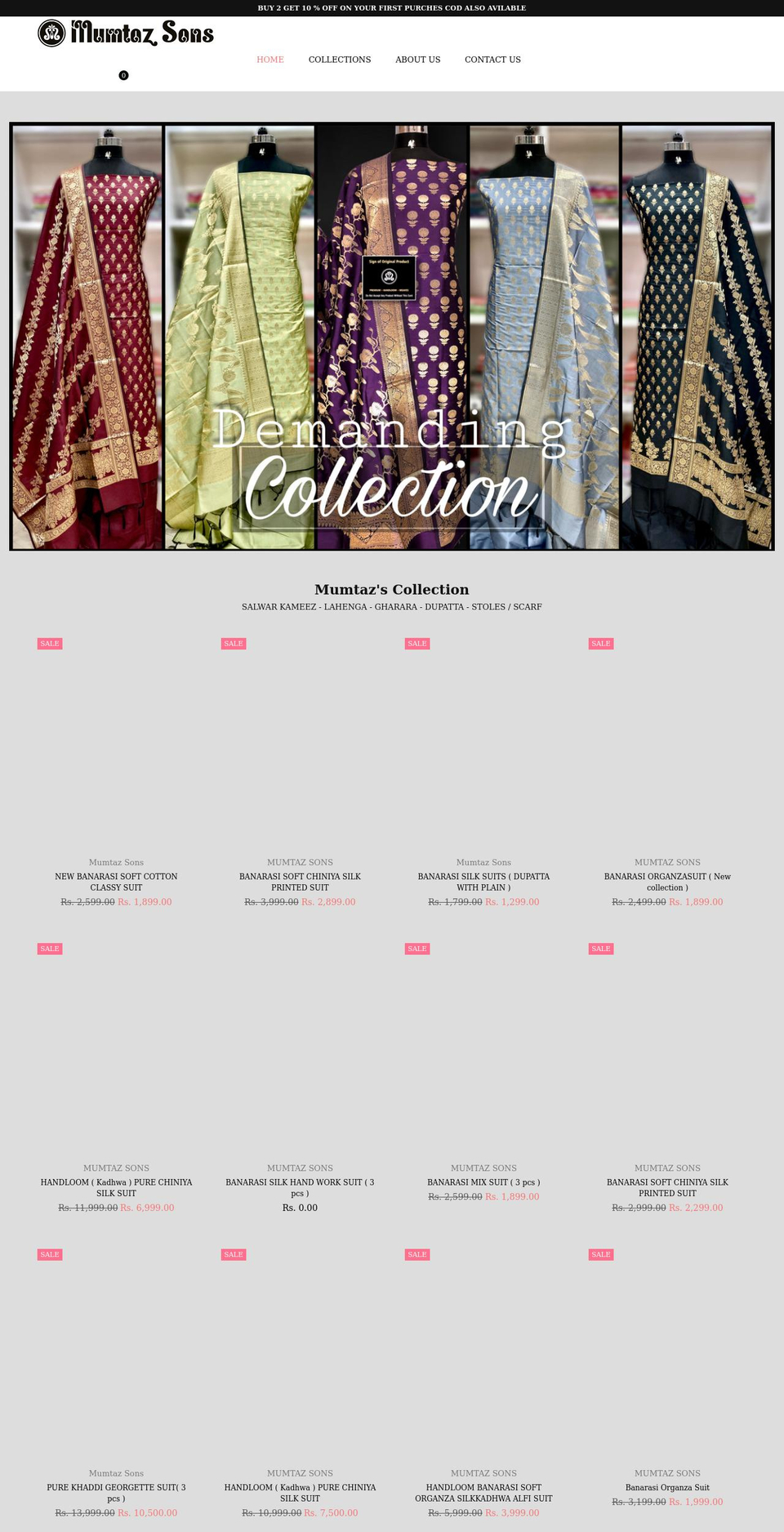 mumtazsons.com shopify website screenshot