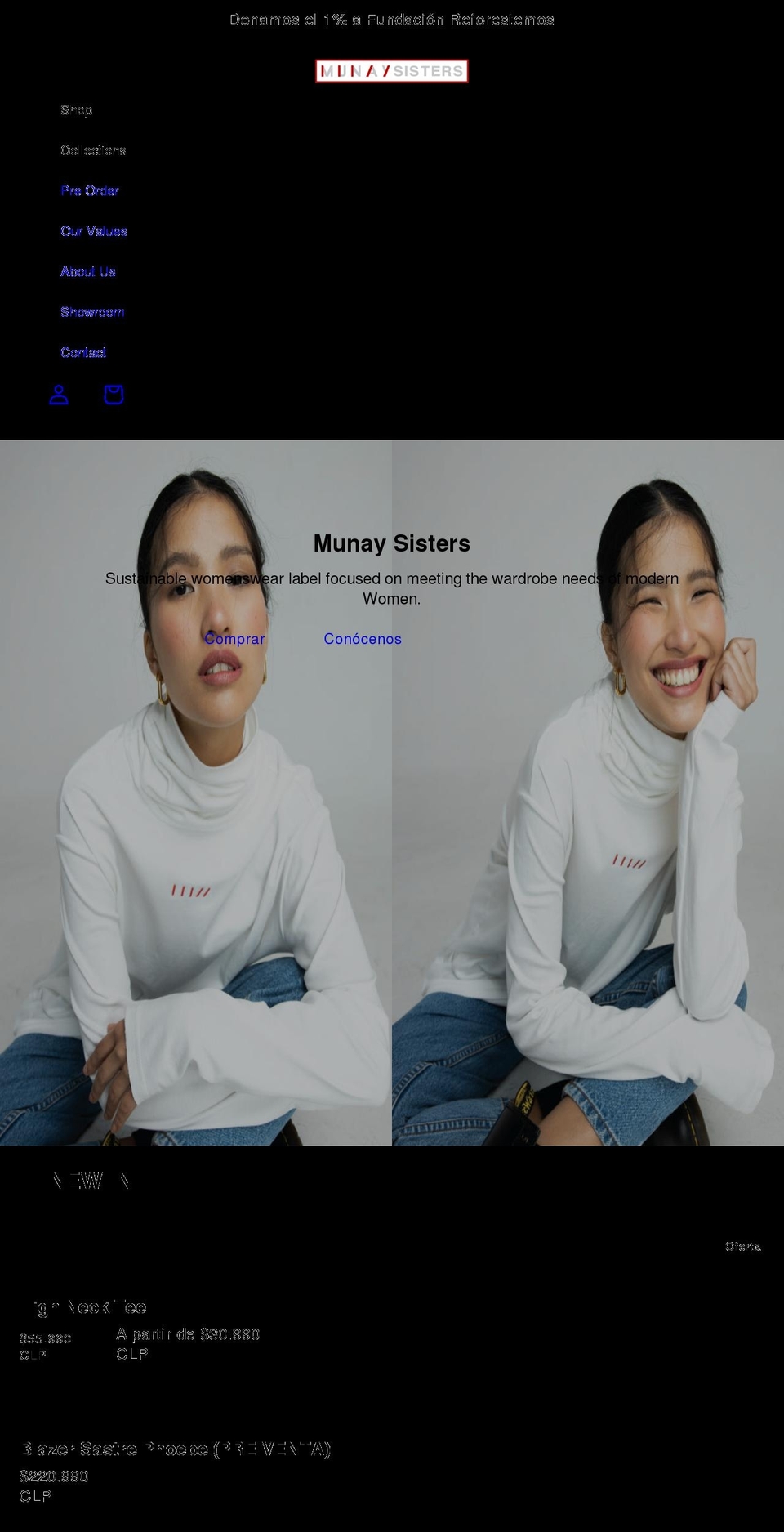 munaysisters.com shopify website screenshot